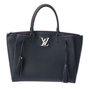 Louis Vuitton LockMe Marine Blue Rouge Taurillon Leather Handbag